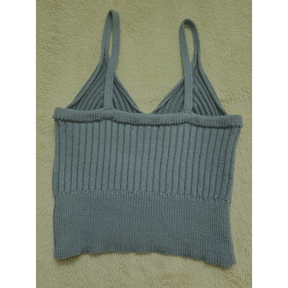 Beceel Knit Crop Top Ribbed Camisole Tee Casual Fashion Women Sz M/L - Picture 6 of 9